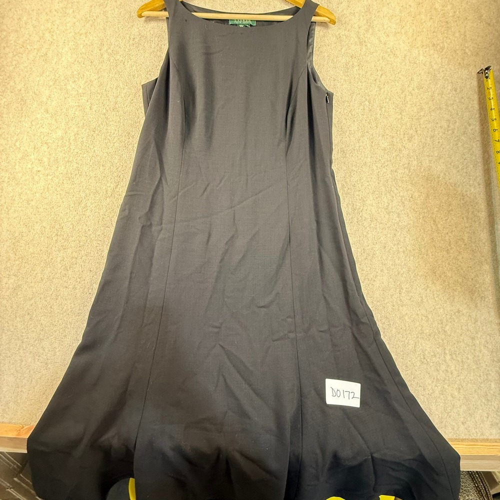Lauren Ralph Lauren Black Wool Sleeveless Maxi Dress Size 6 Boat Neck Formal